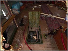 Ułożenie stosownego obrazka powoduje otwarcie skrytki, z której Holmes zabiera dźwignię - [Opis przejścia] Część piąta (4) | Sherlock Holmes Tajemnica Mumii - Sherlock Holmes: Tajemnica Mumii - poradnik do gry