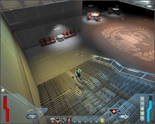 Skieruj się teraz do drugiego przejścia, zlokalizowanego nieopodal savepointu (białe 1 na mapie) - Crew Recreation - Questy (cz.1) | Poziom 3 w Space Siege - Space Siege - poradnik do gry