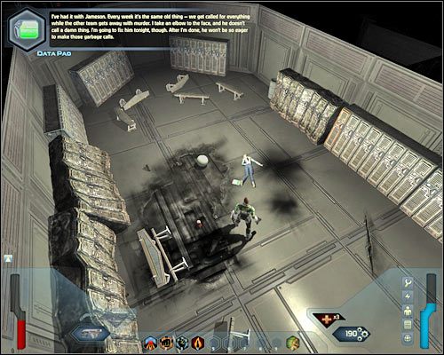 Znajdziesz się w większej hali, lecz na szczęście nie czekają tu na Ciebie kolejni bossowie - Crew Recreation - Questy (cz.2) | Poziom 3 w Space Siege - Space Siege - poradnik do gry