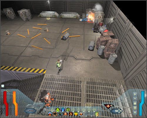 Niszcz kolejne skrzynie, zabijając wyskakujące z nich boty - Transit Center - Questy (cz.1) | Poziom 10 w Space Siege - Space Siege - poradnik do gry