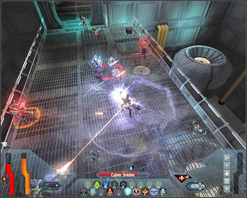 Ciało ostatniego już cyborga odnajdziesz na końcu tego korytarza (screen) - Hold B - Questy (cz.2) | Poziom 15 w Space Siege - Space Siege - poradnik do gry