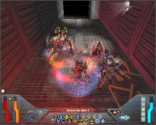 Stopniowo przesuwaj się teraz na wschód, eliminując pojawiające się na Twojej drodze boty - Ship Interior Maintenance - Questy (cz.1) | Poziom 21 w Space Siege - Space Siege - poradnik do gry