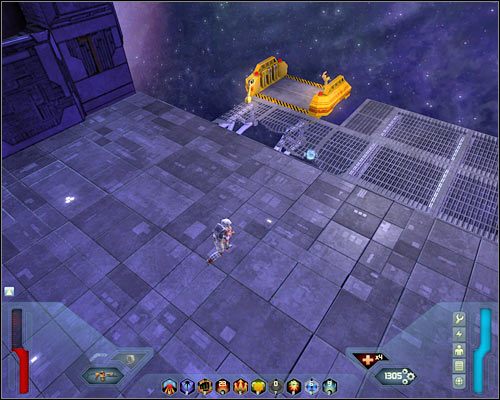 Zauważ, że znajdujesz się na podwyższeniu, co znacznie ułatwi Ci prowadzenie skutecznego ostrzału czy podrzucenie obcym niespodzianek w postaci kilku granatów (screen) - Gantry - Questy (cz.1) | Poziom 27 w Space Siege - Space Siege - poradnik do gry