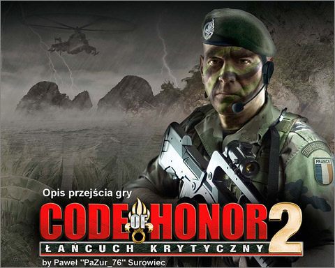 Nieoficjalny poradnik do strzelanki FPP Code of Honor 2 zawiera kompletny opis przejścia wszystkich 9-u epizodów gry składających się na kampanię dla pojedynczego gracza, do którego dorzuciłem kilka przydatnych (mam nadzieję) porad - Code of Honor 2: Łańcuch Krytyczny - poradnik do gry