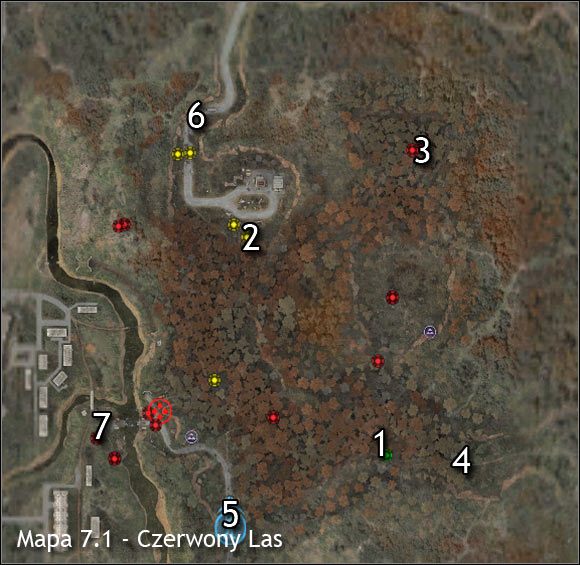 Oznaczenia na mapie - Mapa okolicy | Czerwony Las | Stalker Czyste Niebo - S.T.A.L.K.E.R.: Czyste Niebo - poradnik do gry