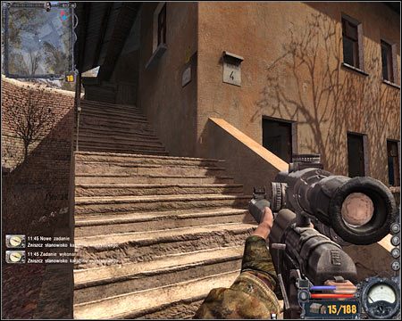 4) Skrzyżowanie - Musisz tu uważać na ukrywających się wewnątrz budynków snajperów - Mapa szczegółowa (cz.2) | Limańsk | Stalker Czyste Niebo - S.T.A.L.K.E.R.: Czyste Niebo - poradnik do gry