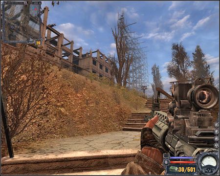 11) Wyjście z placu budowy - Możesz tu dotrzeć, jedynie zeskakując z jednego z wyższych poziomów niedokończonego budynku - Mapa szczegółowa (cz.3) | Limańsk | Stalker Czyste Niebo - S.T.A.L.K.E.R.: Czyste Niebo - poradnik do gry