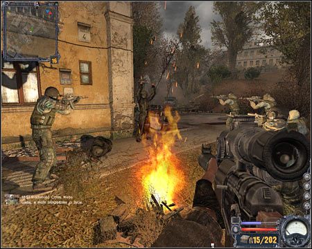 Znajdującym się tu bandytom możesz pomóc, przekazując im apteczkę bądź też zaczekać, aż rozstaną rozstrzelani - Questy (cz.1) | Limańsk | Stalker Czyste Niebo - S.T.A.L.K.E.R.: Czyste Niebo - poradnik do gry