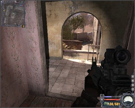 Docelowo musisz dotrzeć do pokazanego na screenie, wypełnionego anomaliami przejścia - Questy (cz.3) | Limańsk | Stalker Czyste Niebo - S.T.A.L.K.E.R.: Czyste Niebo - poradnik do gry