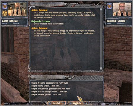 Korzystanie z usług przewodników jest raczej nieopłacalne - Eksploracja okolicy | Podstawy | Stalker Czyste Niebo - S.T.A.L.K.E.R.: Czyste Niebo - poradnik do gry