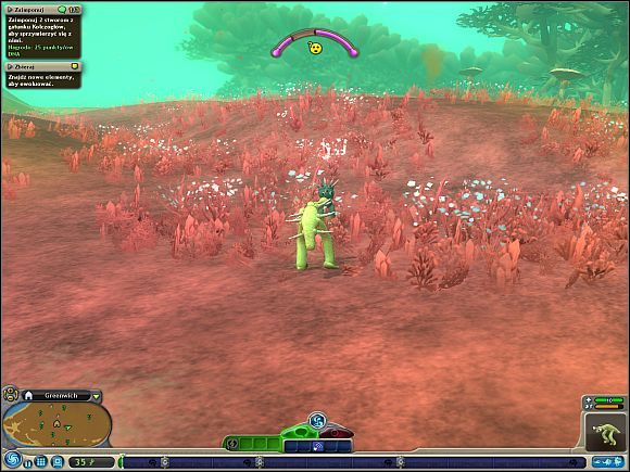 Ikona z buźką pod paskiem pokazuje, w jakim nastawieniu jest Twój rozmówca - Zawieranie przyjaźni | Faza stwora | Spore - Spore - poradnik do gry