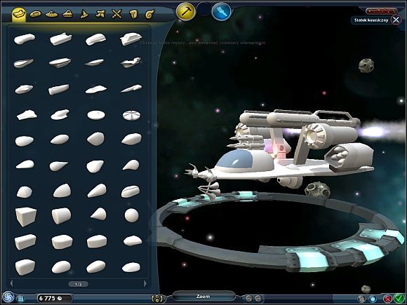 Po zaprojektowaniu własnego statku, obejrzyj przerywnik filmowy i przystąp do szkolenia obejmującego pilotaż pojazdu kosmicznego - Początek zabawy | Faza kosmosu | Spore - Spore - poradnik do gry