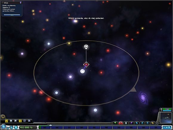 Dla przykładu - pierwsze zadanie dotyczy przebadania ruin nieznanego miasta (tuż po tym, jak wydobędziesz jego współrzędne z rozbitego statku kosmicznego) - Podróż na inną planetę | Faza kosmosu | Spore - Spore - poradnik do gry