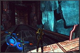 W cyberprzestrzeni stań w oznaczonym okręgu i pchnij stojące naprzeciwko drzewo - Misja 02 - Ice Forest (cz.1) | Solucja | Too Human - Too Human - poradnik do gry