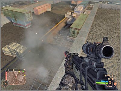 Po zlikwidowaniu kilku celów podnieś nową wyrzutnię i zaczekaj, aż zjawi się tu wrogi śmigłowiec (screen) - Odnalezienie i zabezpieczenie kontenera | Misja 7 | Crysis Warhead - Crysis: Warhead - poradnik do gry