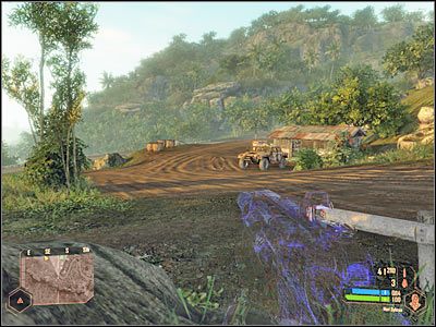 Docelowo musisz dotrzeć do pokazanego na screenie baru - Uzyskanie dostępu do sieci taktycznej KAL | Misja 1 | Crysis Warhead - Crysis: Warhead - poradnik do gry