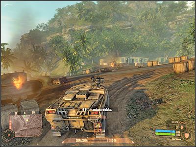 Po wygranych walkach podjedź do oznaczonej na mapce przyczepy - Uzyskanie dostępu do sieci taktycznej KAL | Misja 1 | Crysis Warhead - Crysis: Warhead - poradnik do gry