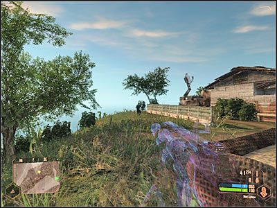 Wejdź teraz do oznaczonego przez grę budynku i zainteresuj się znajdującym tu wyposażeniem (m - Zniszczenie stacji propagandowej | Misja 1 | Crysis Warhead - Crysis: Warhead - poradnik do gry