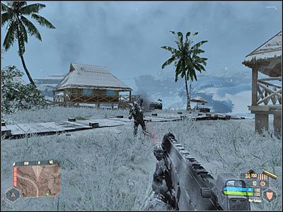 Skieruj się teraz w stronę pokazanych na screenie schodów - Pościg za pułkownikiem Lee #3 | Misja 3 | Crysis Warhead - Crysis: Warhead - poradnik do gry