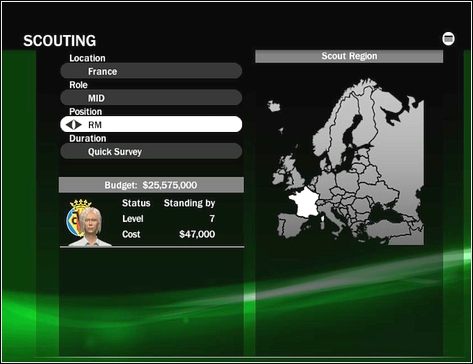 Miejsce (Location ) - można wybrać konkretny kraj bądź kontynent - Poszukiwanie talentów | Tryb menedżerski w FIFA 09 - FIFA 09 - poradnik do gry