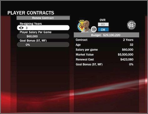 Długość umowy (Re-signing Years ) - liczona w latach - Zespół, kontrakty, postęp | Tryb menedżerski w FIFA 09 - FIFA 09 - poradnik do gry