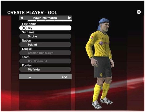 Atrybuty wyglądu nie są może istotne, ale już wybór pozycji tak - Tworzenie zawodnika | Zostań gwiazdą w FIFA 09 - FIFA 09 - poradnik do gry