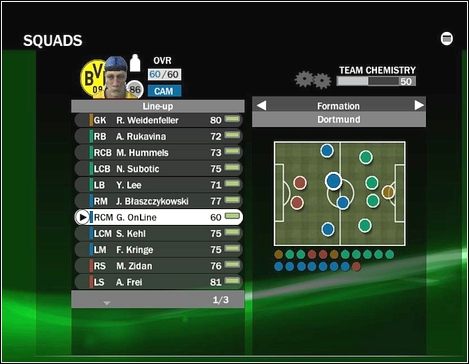 Po wyborze drużyny pora wkleić swą osobę do pierwszego składu - Tworzenie zawodnika | Zostań gwiazdą w FIFA 09 - FIFA 09 - poradnik do gry