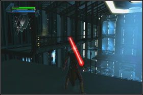Dojdziesz do niego jedną z dwu prowadzących przy ścianie ramp - Misja 01 - TIE Fighter Factory (cz.2) - Star Wars: The Force Unleashed - poradnik do gry