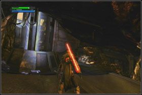 We wnętrzu poza rodiańskimi złomiarzami napotkasz także pierwszych jawów - Misja 02 - Raxus Prime (cz.1) - Star Wars: The Force Unleashed - poradnik do gry