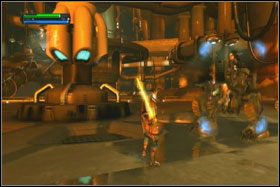 Dwa uggernaughty to jedna z atrakcji ostatniej platformy - Misja 05 - Cloud City - Star Wars: The Force Unleashed - poradnik do gry