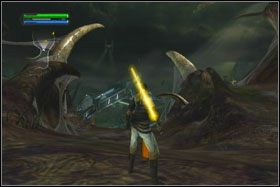 Teraz wróć do miejsca, w którym zawalił się tunel i używając Mocy (O), utoruj sobie dalszą drogę - Misja 07 - Imperial Felucia (cz.1) - Star Wars: The Force Unleashed - poradnik do gry