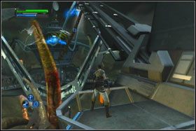 Teraz użyj Force Lighting na generatorze i podejdź do krawędzi górnej platformy urządzenia - Misja 07 - Imperial Felucia (cz.1) - Star Wars: The Force Unleashed - poradnik do gry