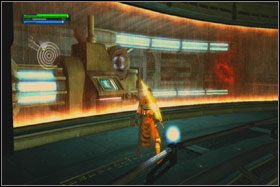 Znajdziesz się w okrągłym pomieszczeniu, w którym dalszą drogę blokują pola siłowe - Misja 08 - Imperial Raxus Prime (cz.2) - Star Wars: The Force Unleashed - poradnik do gry