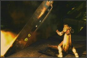 Po wygranej walce wskocz na stertę złomu po prawej i zabierz holocron - Misja 02 - Raxus Prime (cz.3) - Star Wars: The Force Unleashed - poradnik do gry