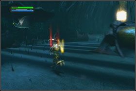 Po pozbyciu się rankorów na półce skalnej po lewej stronie znajdziesz trzeci holocron (Force Talent Sphere) - Misja 03 - Felucia (cz.2) - Star Wars: The Force Unleashed - poradnik do gry