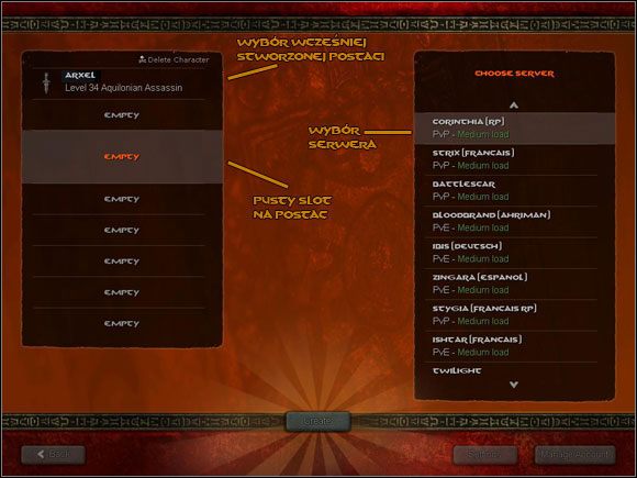 W grze można wyróżnić dwa główne typy serwerów: PvE oraz PvP - Pierwszy kontakt z grą | Podstawy Age of Conan Hyborian Adventures - Age of Conan: Hyborian Adventures - pierwsze kroki - poradnik do gry