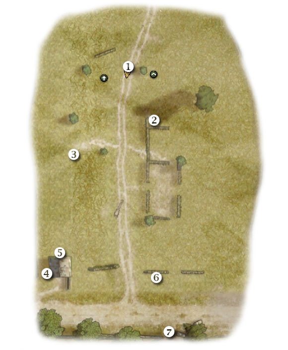 Oznaczenia: 1 - miejsce startu - Operation Market - Zadanie 7 (cz.1) - Rozdział 2 - Brothers in Arms: Hells Highway - poradnik do gry