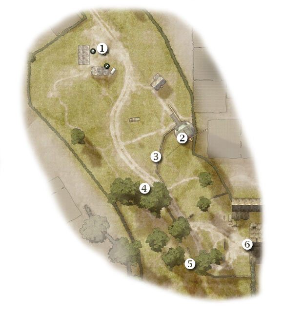 Oznaczenia: 1 - miejsce startu - Five-Oh-Sink - Zadanie 1 (cz.1) - Rozdział 3 - Brothers in Arms: Hells Highway - poradnik do gry