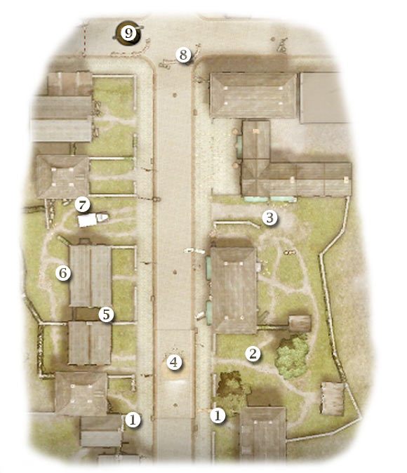 Oznaczenia: 1 - możliwe kryjówki - Written in Stone - Zadanie 7 - Rozdział 4 - Brothers in Arms: Hells Highway - poradnik do gry