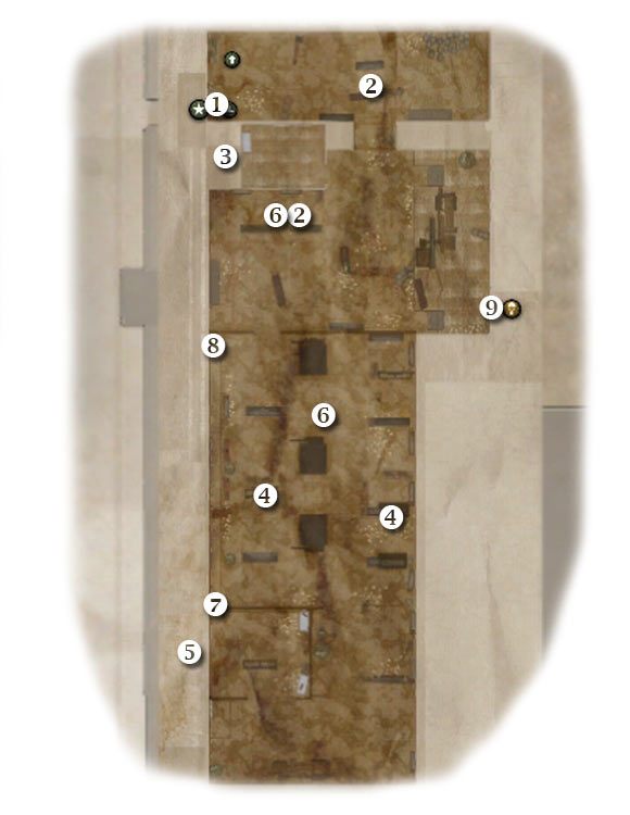 Oznaczenia: 1 - miejsce startu - Operation Garden - Zadanie 1 (cz.1) - Rozdział 5 - Brothers in Arms: Hells Highway - poradnik do gry