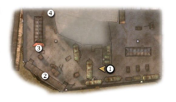 Oznaczenia: 1 - miejsce startu - Operation Garden - Zadanie 3 - Rozdział 5 - Brothers in Arms: Hells Highway - poradnik do gry