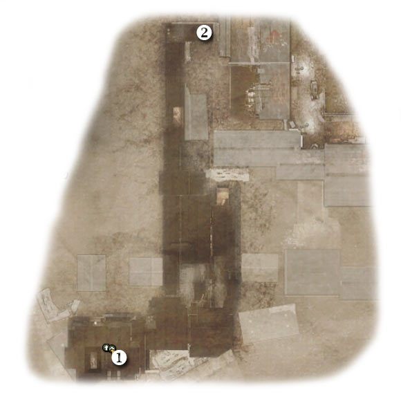 Oznaczenia: 1 - miejsce startu - Baptism of Fire - Zadanie 2 - Rozdział 6 - Brothers in Arms: Hells Highway - poradnik do gry