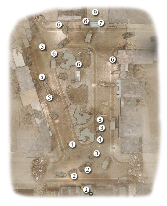 Oznaczenia: 1 - miejsce startu - Baptism of Fire - Zadanie 5 - Rozdział 6 - Brothers in Arms: Hells Highway - poradnik do gry