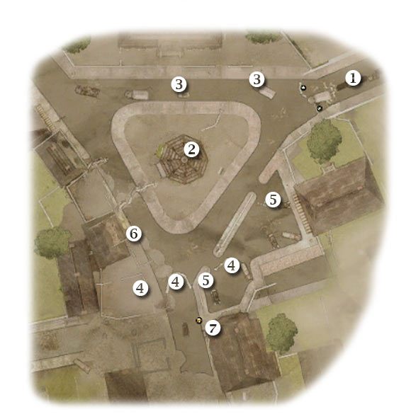 Oznaczenia: 1 - miejsce startu - Black Friday - Zadanie 1 - Rozdział 8 - Brothers in Arms: Hells Highway - poradnik do gry