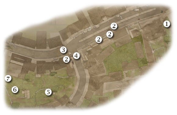 Oznaczenia: 1 - miejsce startu - Black Friday - Zadanie 5 - Rozdział 8 - Brothers in Arms: Hells Highway - poradnik do gry