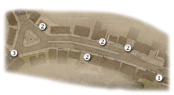 Oznaczenia: 1 - miejsce startu (kontynuacja) - Black Friday - Zadanie 5 - Rozdział 8 - Brothers in Arms: Hells Highway - poradnik do gry