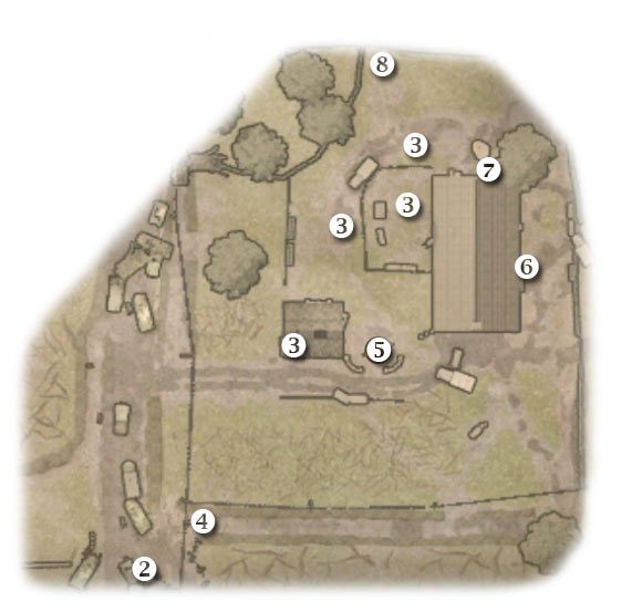 Oznaczenia: 1 - miejsce startu - Hell's Highway - Zadanie 1 (cz.1) - Rozdział 9 - Brothers in Arms: Hells Highway - poradnik do gry