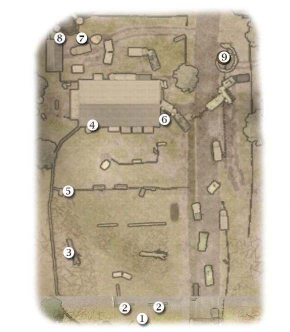 Oznaczenia: 1 - miejsce startu - Hell's Highway - Zadanie 3 (cz.1) - Rozdział 9 - Brothers in Arms: Hells Highway - poradnik do gry