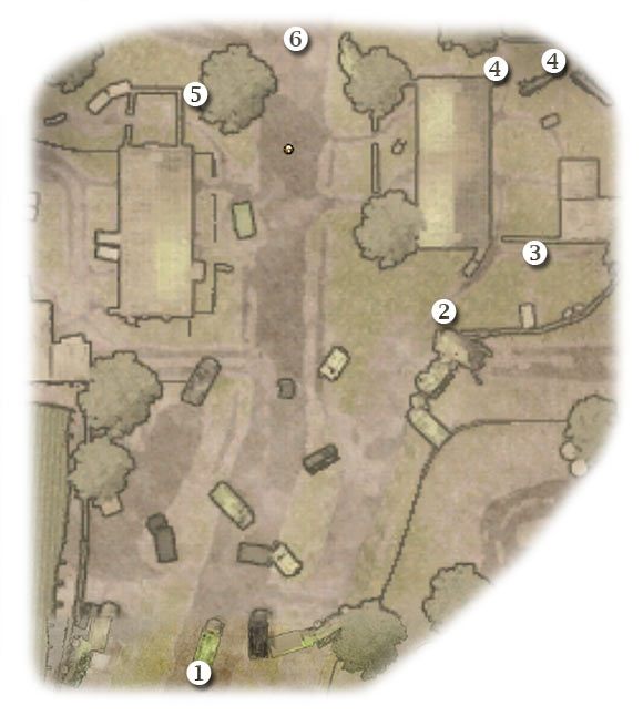 Oznaczenia: 1 - miejsce startu - Hell's Highway - Zadanie 4 - Rozdział 9 - Brothers in Arms: Hells Highway - poradnik do gry