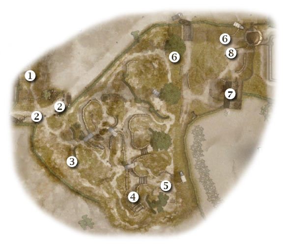 Oznaczenia: 1 - miejsce startu (kontynuacja) - Tooth and Nail - Zadanie 1 (cz.5) - Rozdział 10 - Brothers in Arms: Hells Highway - poradnik do gry